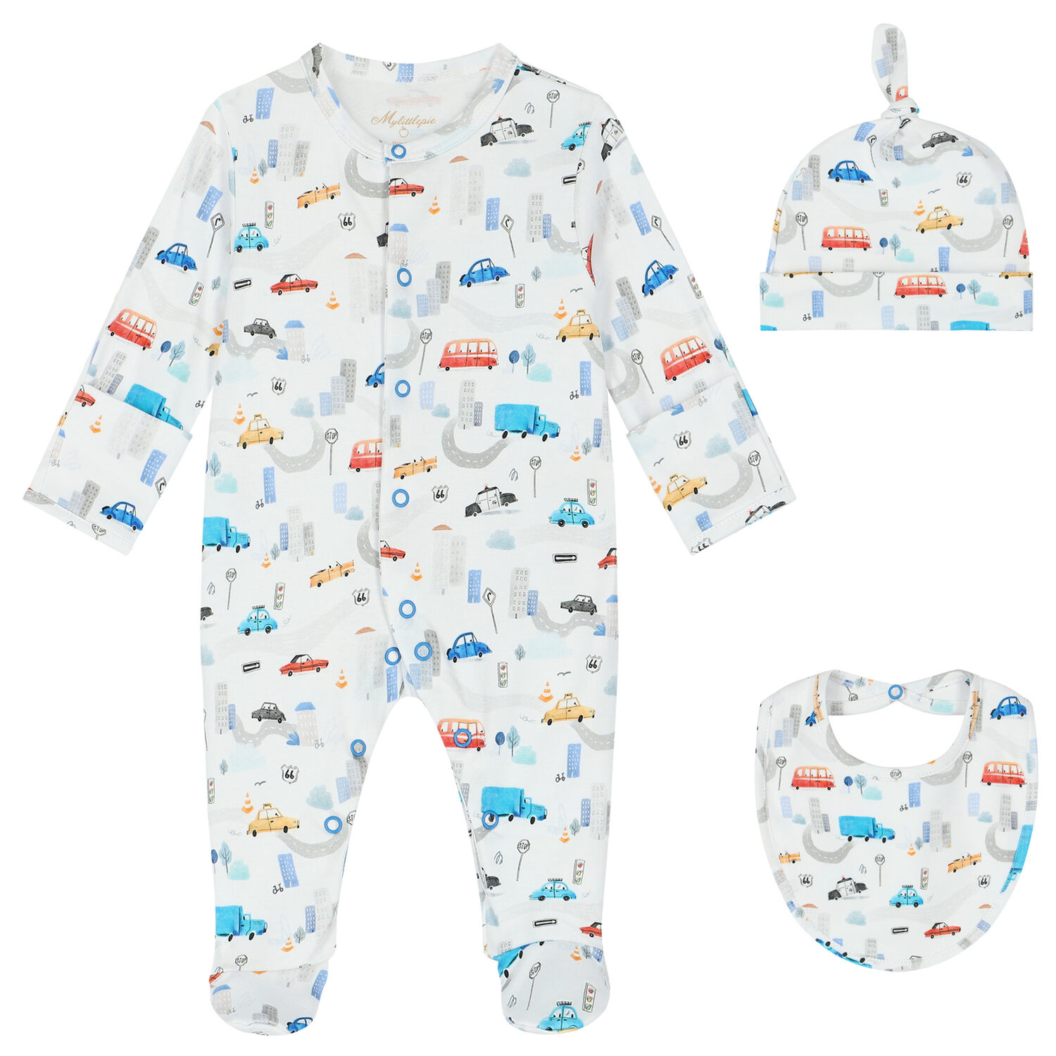 Baby Boys White City Babygrow Set, 1, hi-res